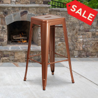 Flash Furniture ET-BT3503-30-POC-GG 30''H Backless Indoor-Outdoor Barstool in Copper